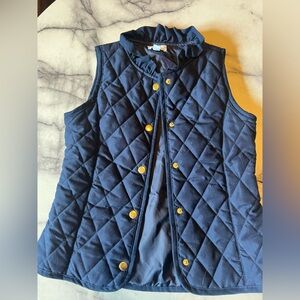 Crown & Ivy Navy Quilted Vest with Gold Accents girls size medium, EUC